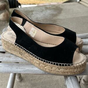 Eric Michael New Black Espadrille Spanish Wedges